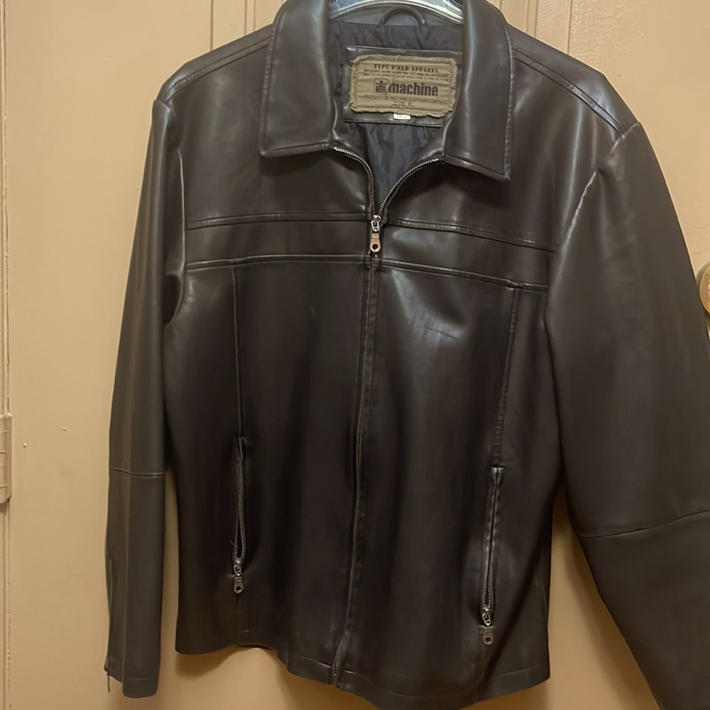 Mens XL TYPE FIELD JACKET FAUX DISTRESSED LEATHER